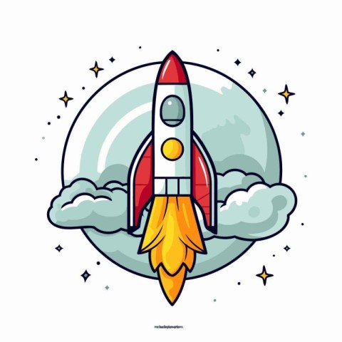 Rocket icon in flat design style. Vector illustration for your d