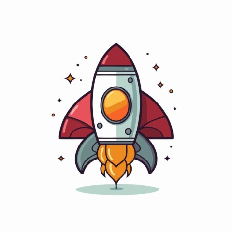 Rocket icon. Spaceship icon in flat style. Vector illustration.