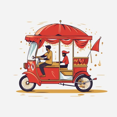 Tuk tuk vector illustration. Traditional indian street food.