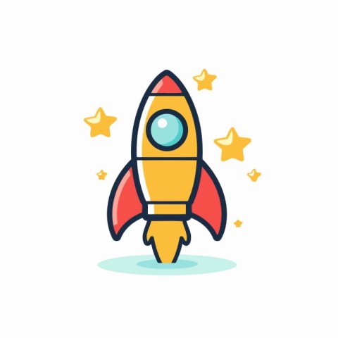 Rocket icon in flat style. Startup vector illustration on white