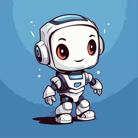 Cute cartoon astronaut. Vector illustration of a cute little rob