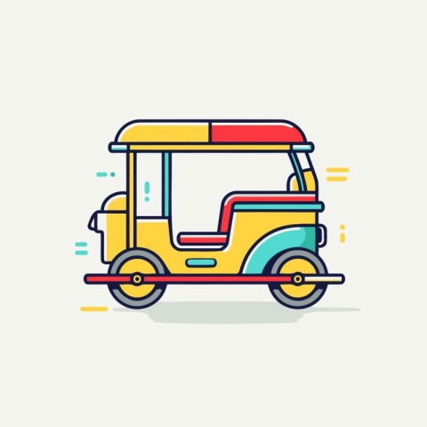 Tuk tuk icon in flat design style. Vector illustration.