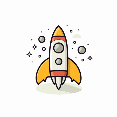 Rocket icon. Vector illustration. Flat design. Isolated on white