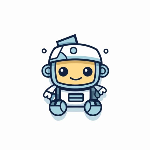 Cute robot icon. Cute cartoon robot. Vector illustration.