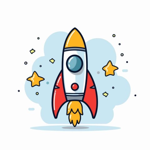 Rocket icon in flat style. Startup vector illustration on white