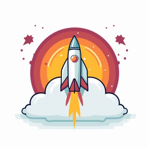 Rocket icon. Flat illustration of rocket vector icon for web and