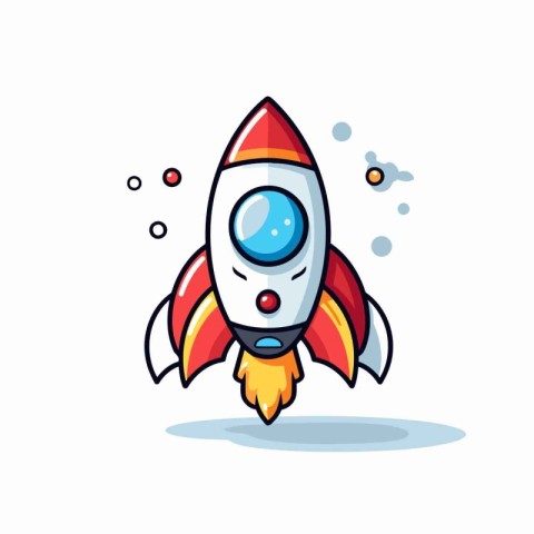 Rocket icon on white background. Vector illustration in trendy f