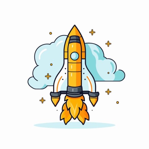 Rocket icon on white background. Vector illustration in flat car