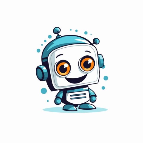 Cute cartoon robot. Vector illustration. Isolated on white backg