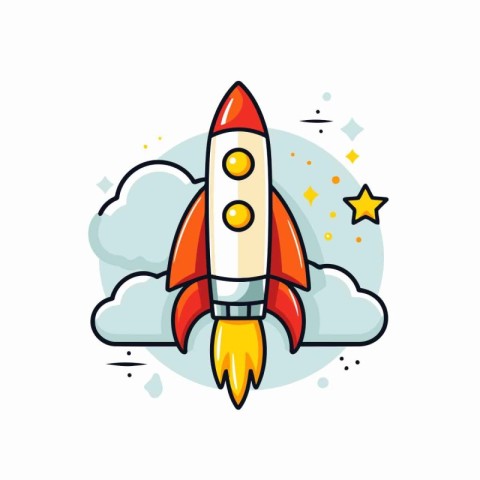 Rocket icon in flat style. Startup vector illustration on white