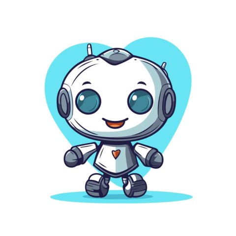 Cute cartoon robot. Vector illustration isolated on a white back