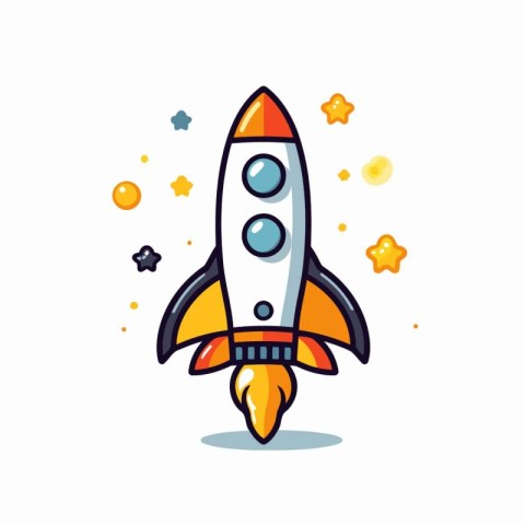 Rocket icon. Flat design style vector illustration isolated on w