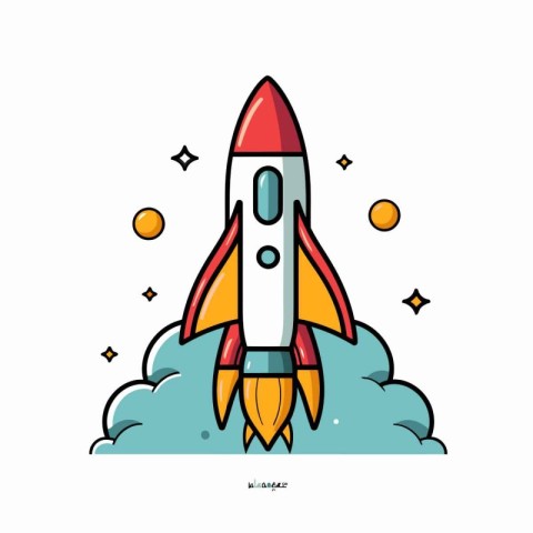 Rocket icon in flat style. Startup vector illustration on white