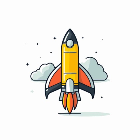 Rocket icon in flat design style. Startup vector illustration on