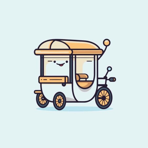 Cute cartoon tuk tuk in flat style. Vector illustration.