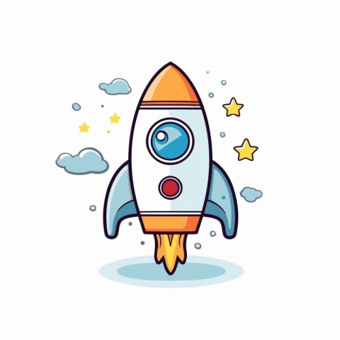 Rocket icon in flat style. Startup vector illustration on white