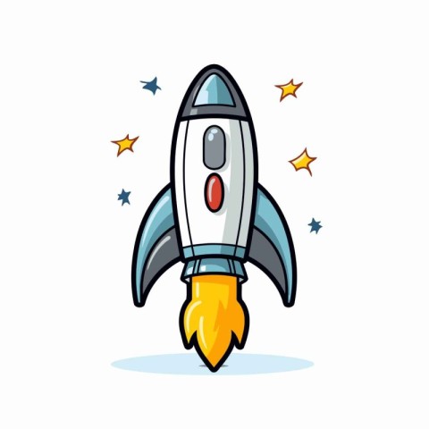 Rocket icon. Spaceship icon on white background. Vector illustra