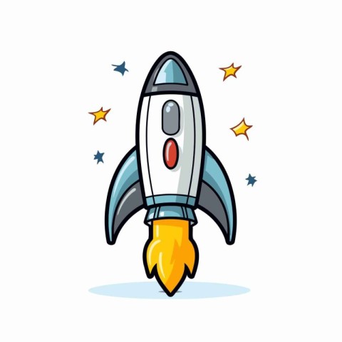 Rocket icon. Spaceship icon on white background. Vector illustra