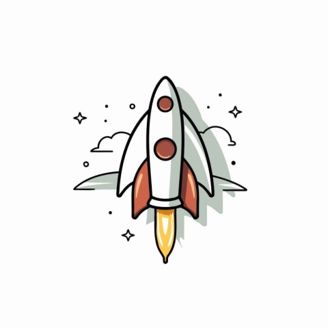 Rocket icon in flat style. Spaceship vector illustration on whit