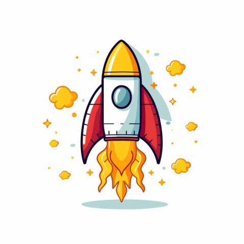 Rocket icon in flat style on white background. Vector cartoon il