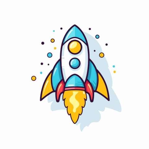 Space rocket icon. Vector illustration in flat style isolated on