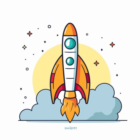 Rocket icon on white background. Vector illustration in flat lin