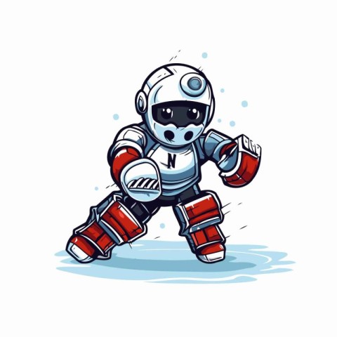 Cute cartoon robot. Vector illustration on a white background. I