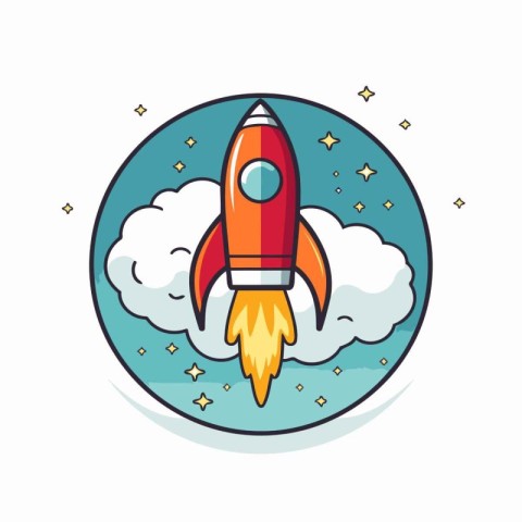 Rocket launch icon. Flat illustration of rocket launch vector ic