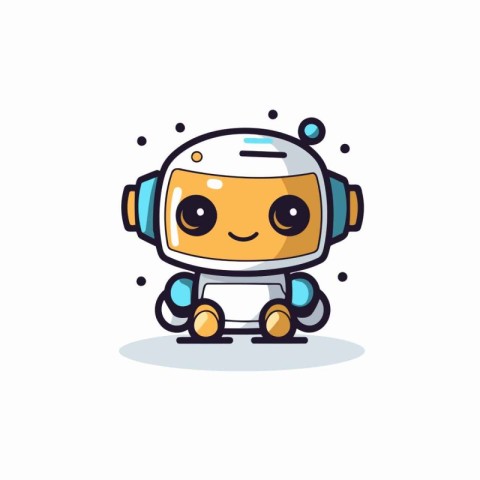 Cute robot cartoon character. Vector illustration in cute flat s