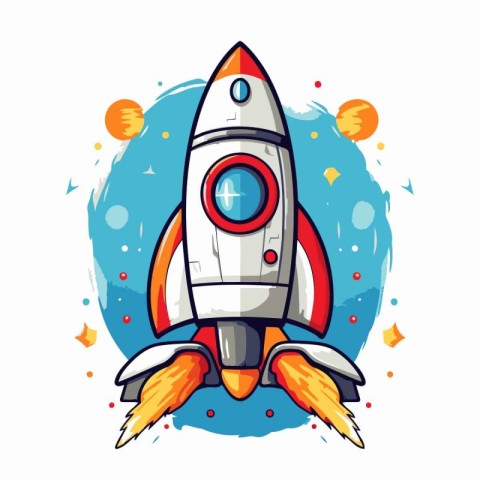 Rocket icon in cartoon style isolated on white background. Vecto