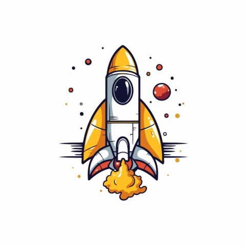 Space rocket icon. Vector illustration in cartoon style on white