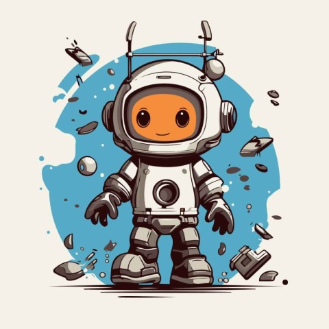 Cute cartoon astronaut. Vector illustration of a cute little ast