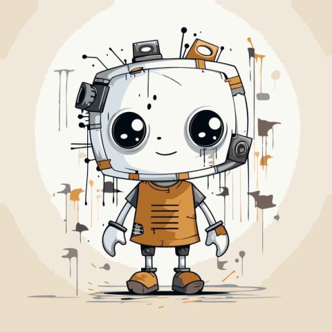 Cute cartoon robot. Vector illustration of a cute little robot.