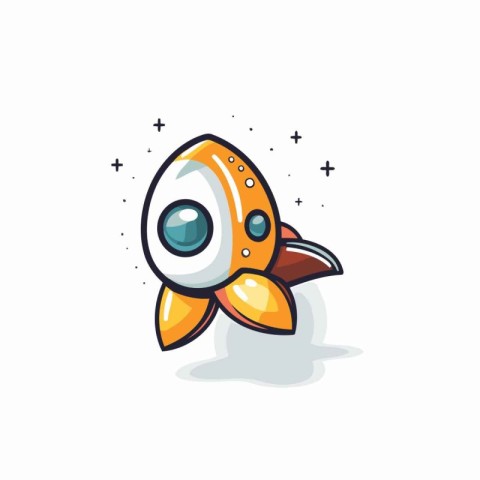 Space rocket cartoon icon. Vector illustration. flat design. Iso