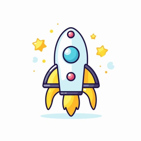 Rocket icon in flat style. Spaceship vector illustration on whit