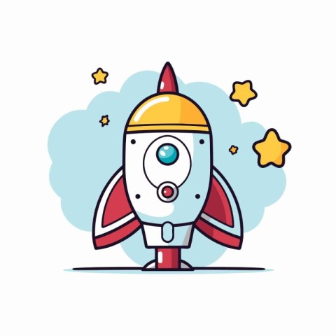 Space rocket. Vector illustration in flat cartoon style. Isolate