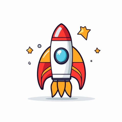 Rocket icon in flat style. Start up business concept. Vector ill