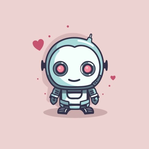 Cute robot cartoon vector illustration. Cute cartoon robot with