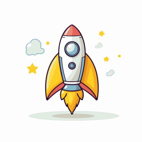 Rocket icon. Flat illustration of rocket icon for web and mobile