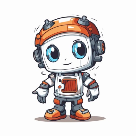 Cute cartoon robot. Vector illustration isolated on a white back