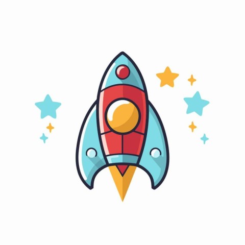 Rocket icon in trendy flat style isolated on white background. V