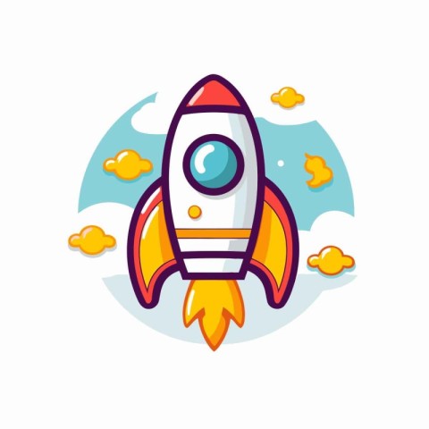 Rocket icon in flat style. Startup vector illustration on white