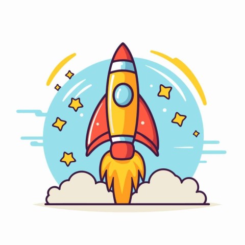 Rocket launch line icon. Start up. business start up concept. Ve