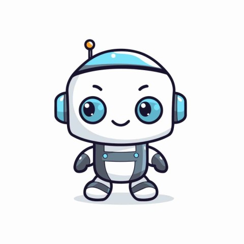 Cute robot character vector illustration. Cute little robot vect