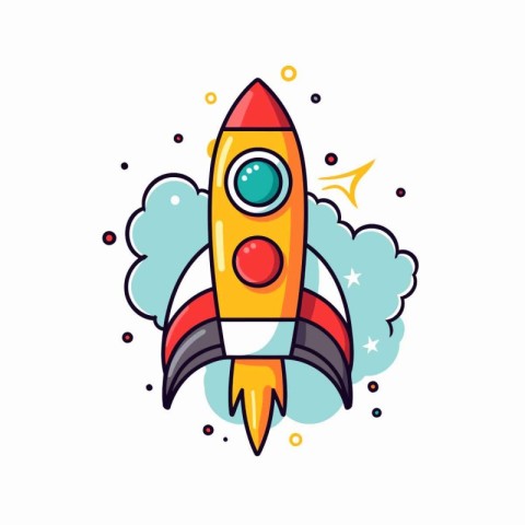 Rocket icon. Flat illustration of rocket vector icon for web des