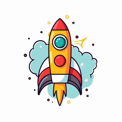 Rocket icon. Flat illustration of rocket vector icon for web des