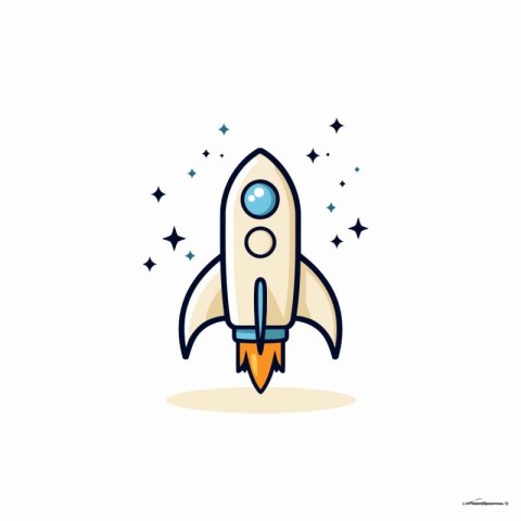 Rocket icon in flat style. Start up business concept. Vector ill