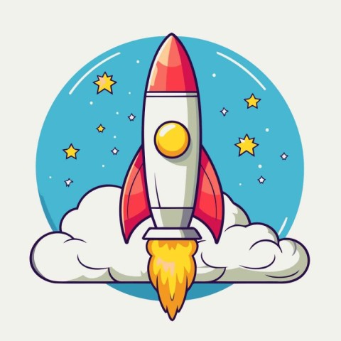 Rocket icon in flat style. Vector illustration of start up busin