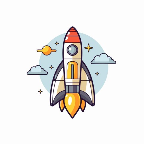 Rocket icon. Flat design style vector illustration. Startup busi