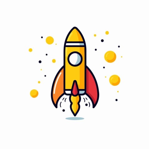 Rocket icon in flat design style. Startup vector illustration on